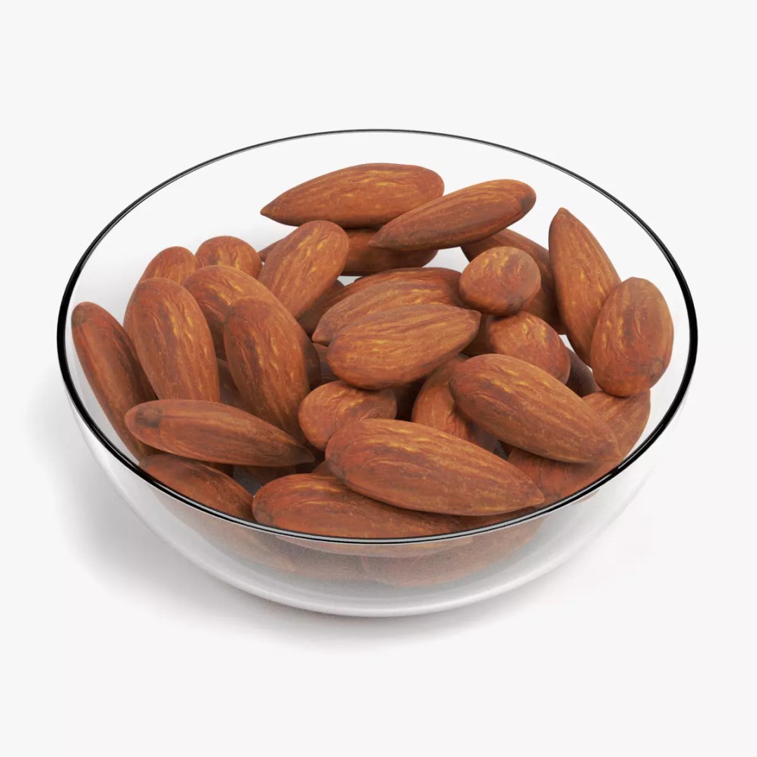 Almonds in Bowl 3D Model – Realistic Food Display, Blender