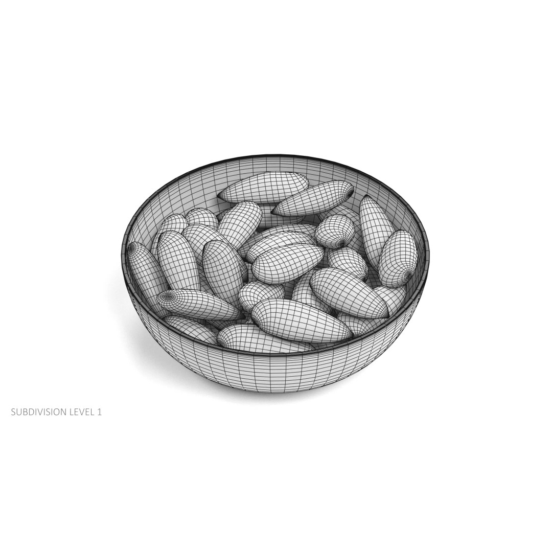 Almonds in Bowl 3D Model – Realistic Food Display, Blender - View 10