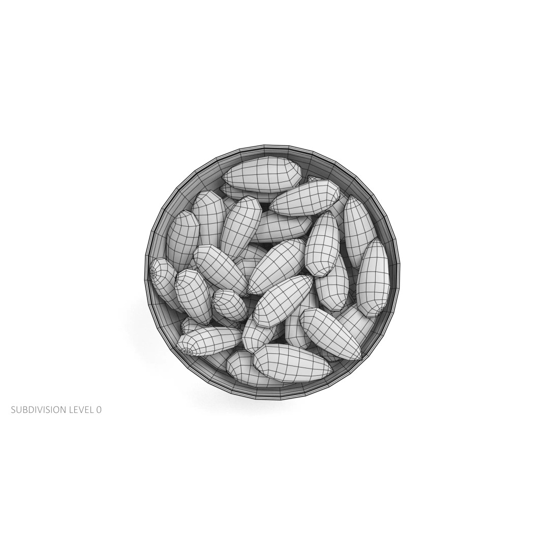 Almonds in Bowl 3D Model – Realistic Food Display, Blender - View 11