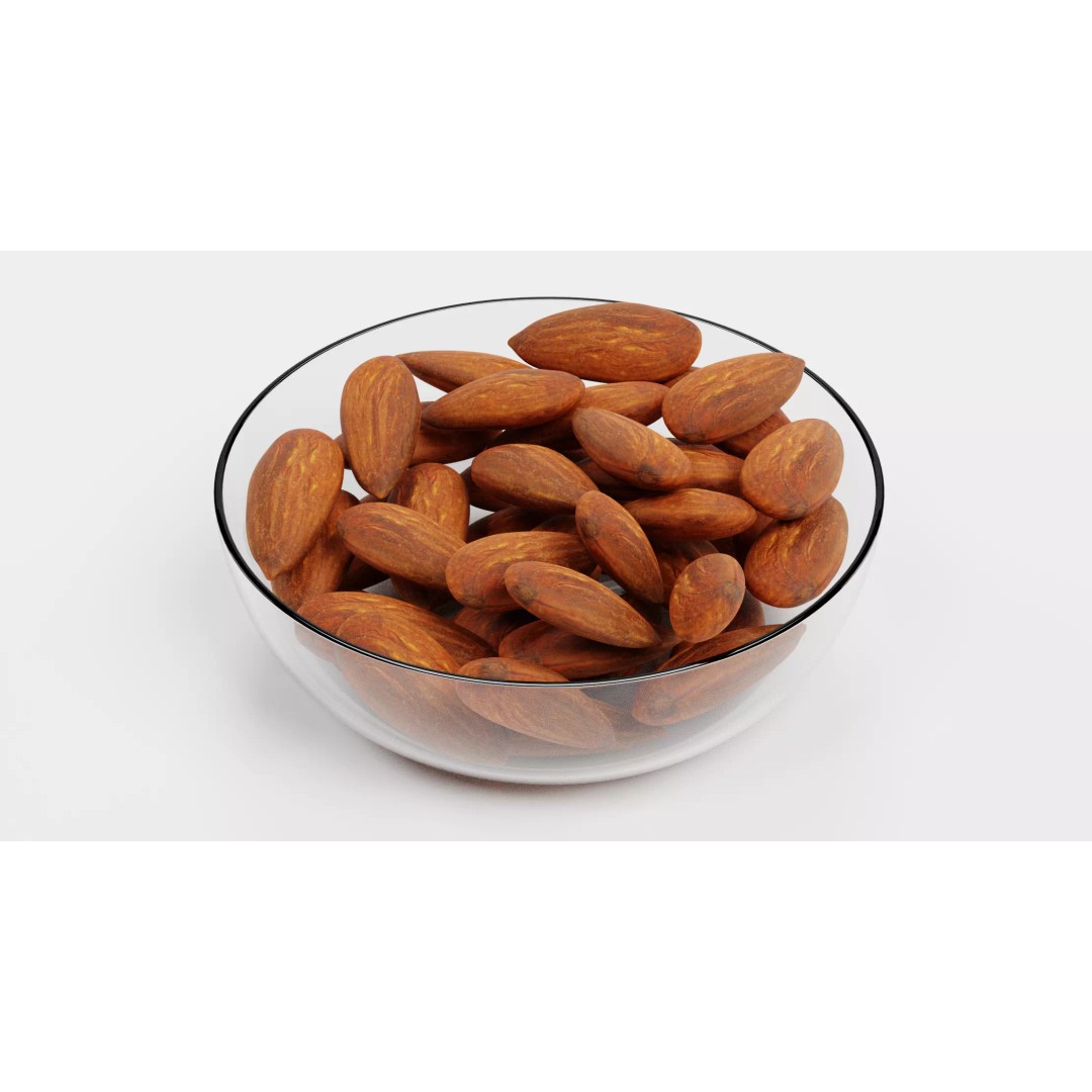 Almonds in Bowl 3D Model – Realistic Food Display, Blender - View 4