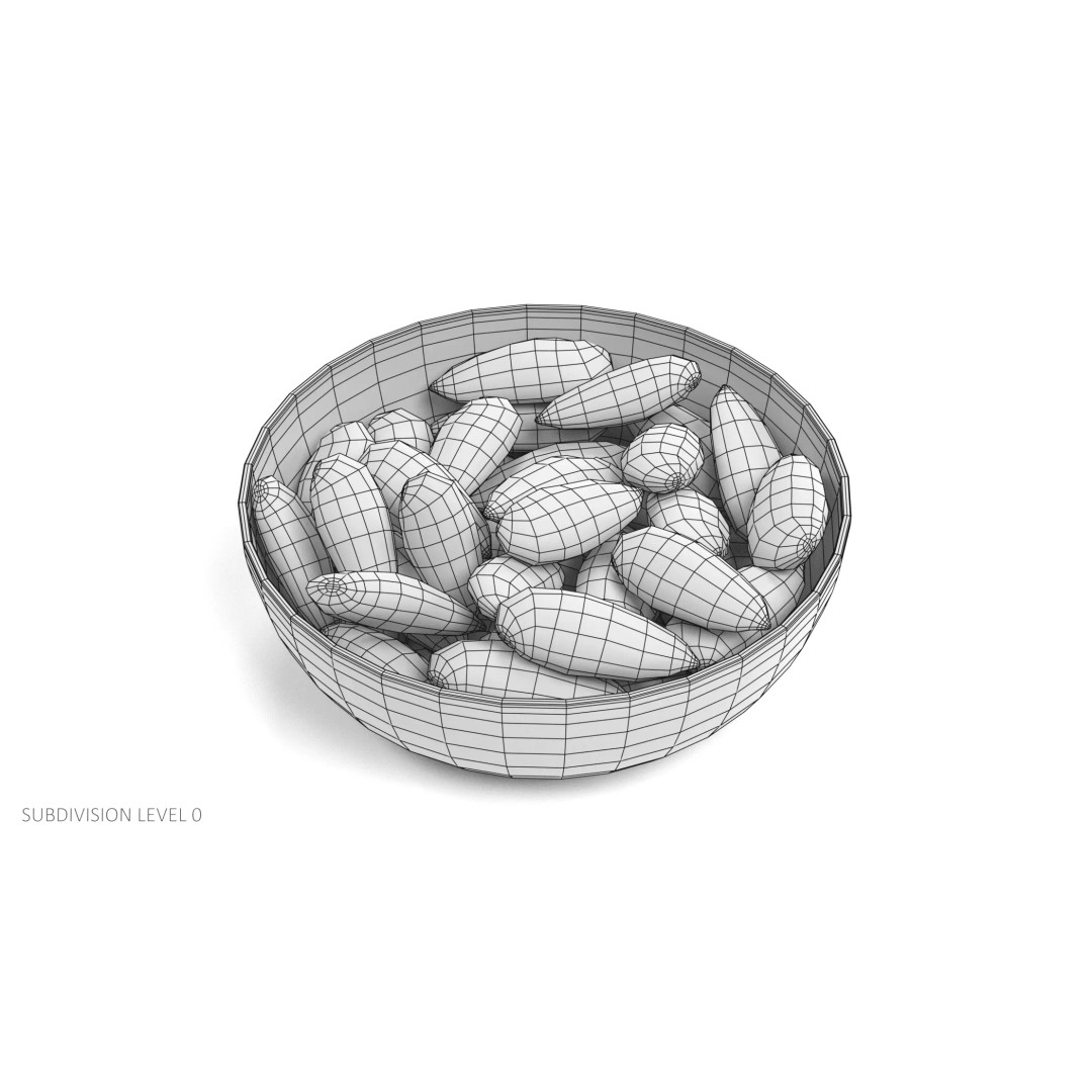 Almonds in Bowl 3D Model – Realistic Food Display, Blender - View 9