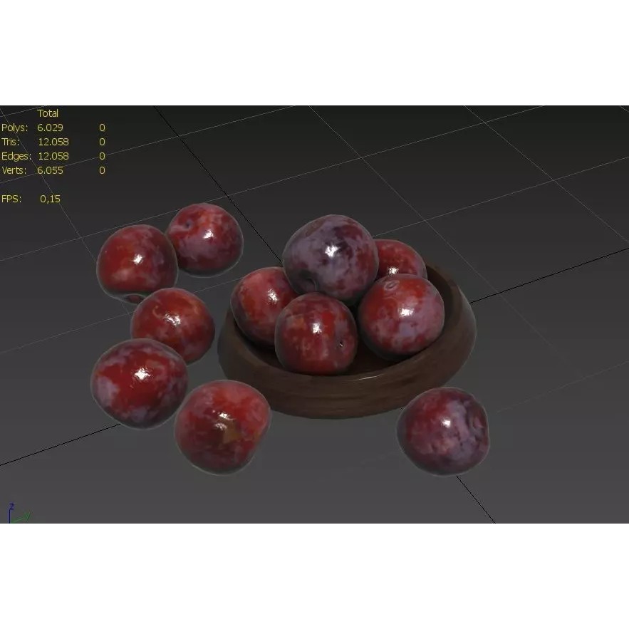 Plum 3D Model – Low Poly Game Asset, FBX & OBJ Formats - View 4
