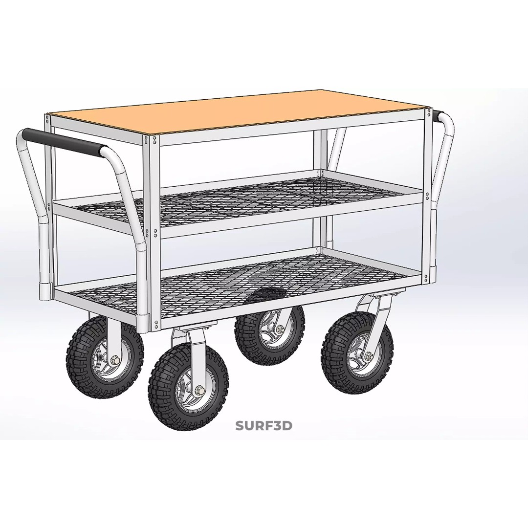 Kitchen Trolley 3D Model – Versatile Food Service Cart, PBR Formats