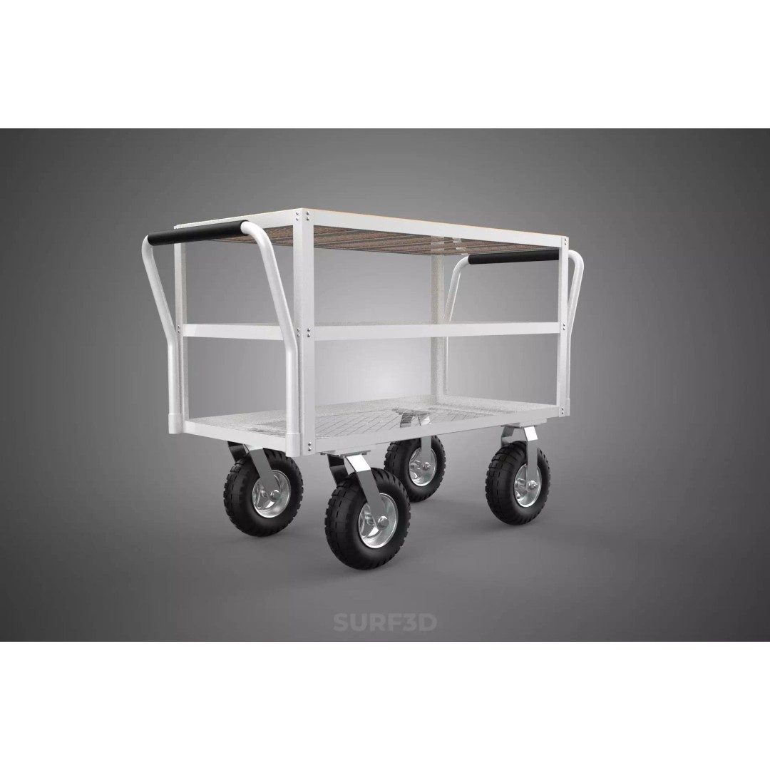 Kitchen Trolley 3D Model – Versatile Food Service Cart, PBR Formats - View 11