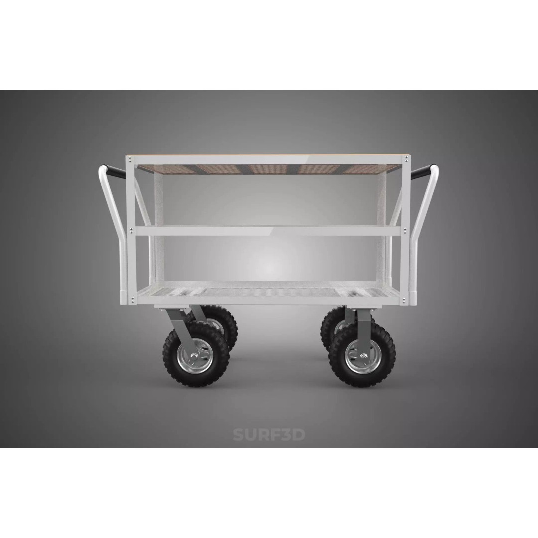 Kitchen Trolley 3D Model – Versatile Food Service Cart, PBR Formats - View 12