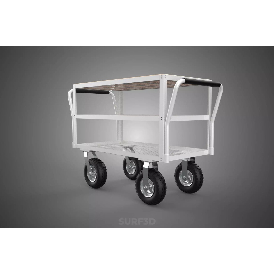 Kitchen Trolley 3D Model – Versatile Food Service Cart, PBR Formats - View 13