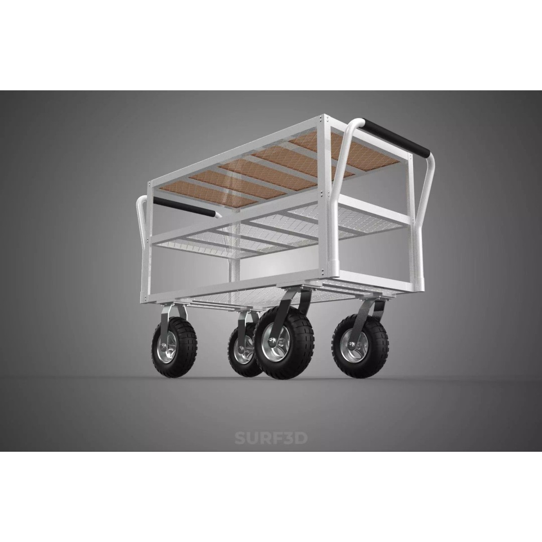 Kitchen Trolley 3D Model – Versatile Food Service Cart, PBR Formats - View 15