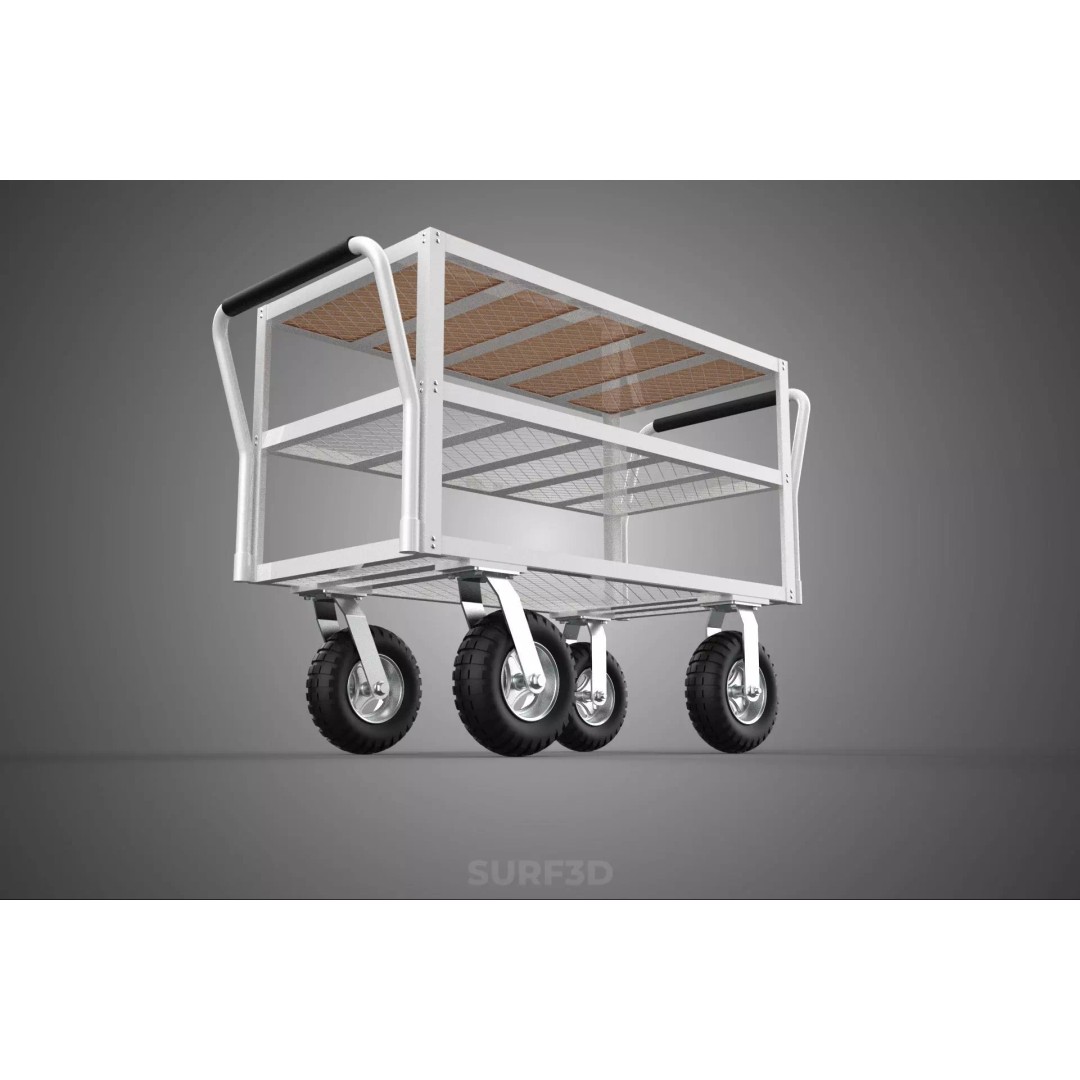 Kitchen Trolley 3D Model – Versatile Food Service Cart, PBR Formats - View 17