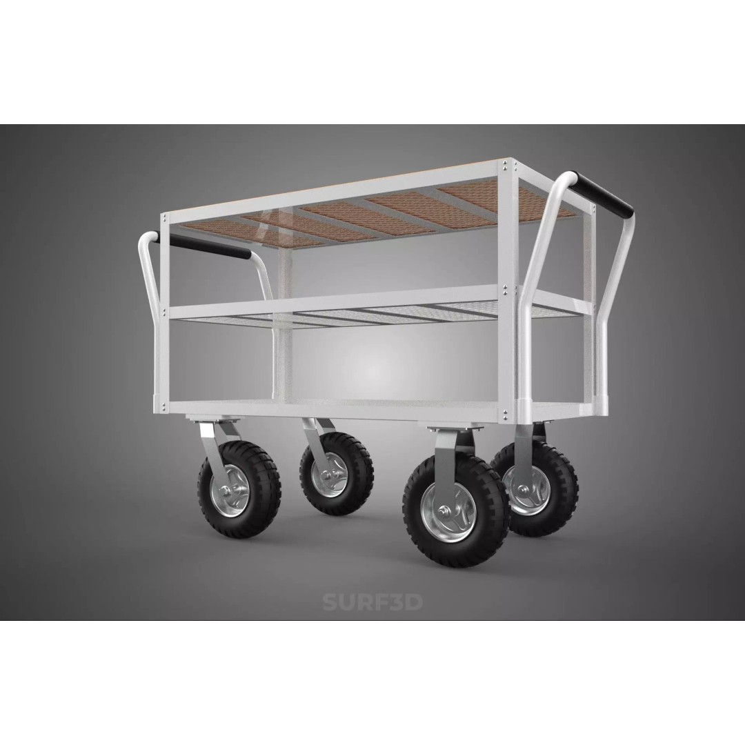 Kitchen Trolley 3D Model – Versatile Food Service Cart, PBR Formats - View 24