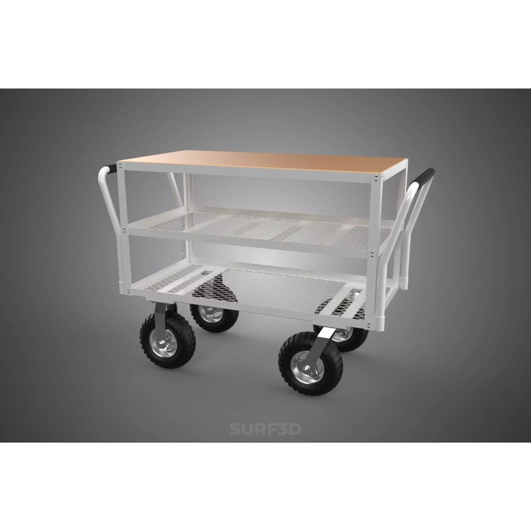 Kitchen Trolley 3D Model – Versatile Food Service Cart, PBR Formats - View 25