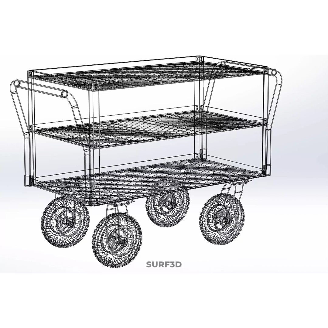 Kitchen Trolley 3D Model – Versatile Food Service Cart, PBR Formats - View 32