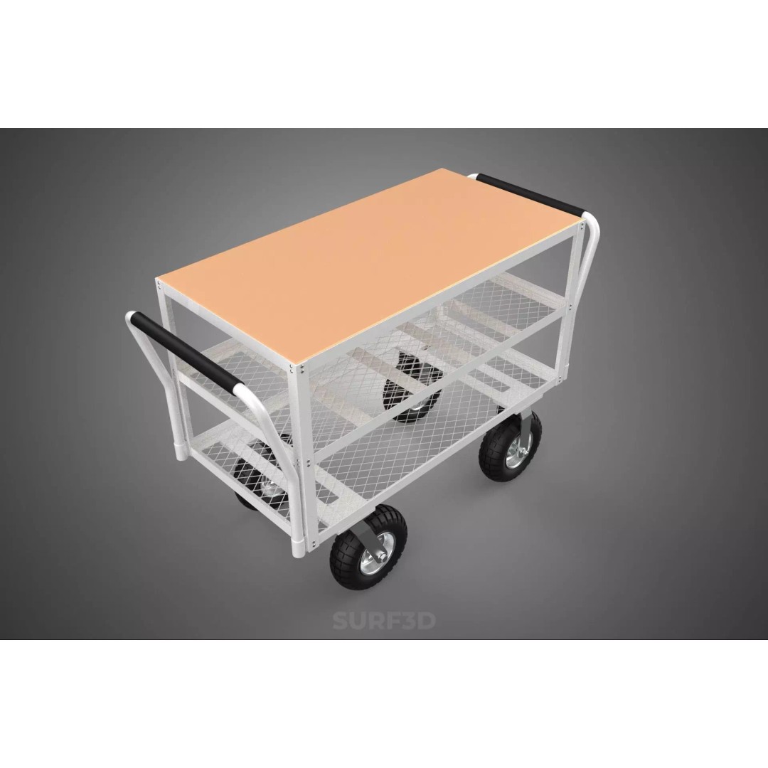 Kitchen Trolley 3D Model – Versatile Food Service Cart, PBR Formats - View 5