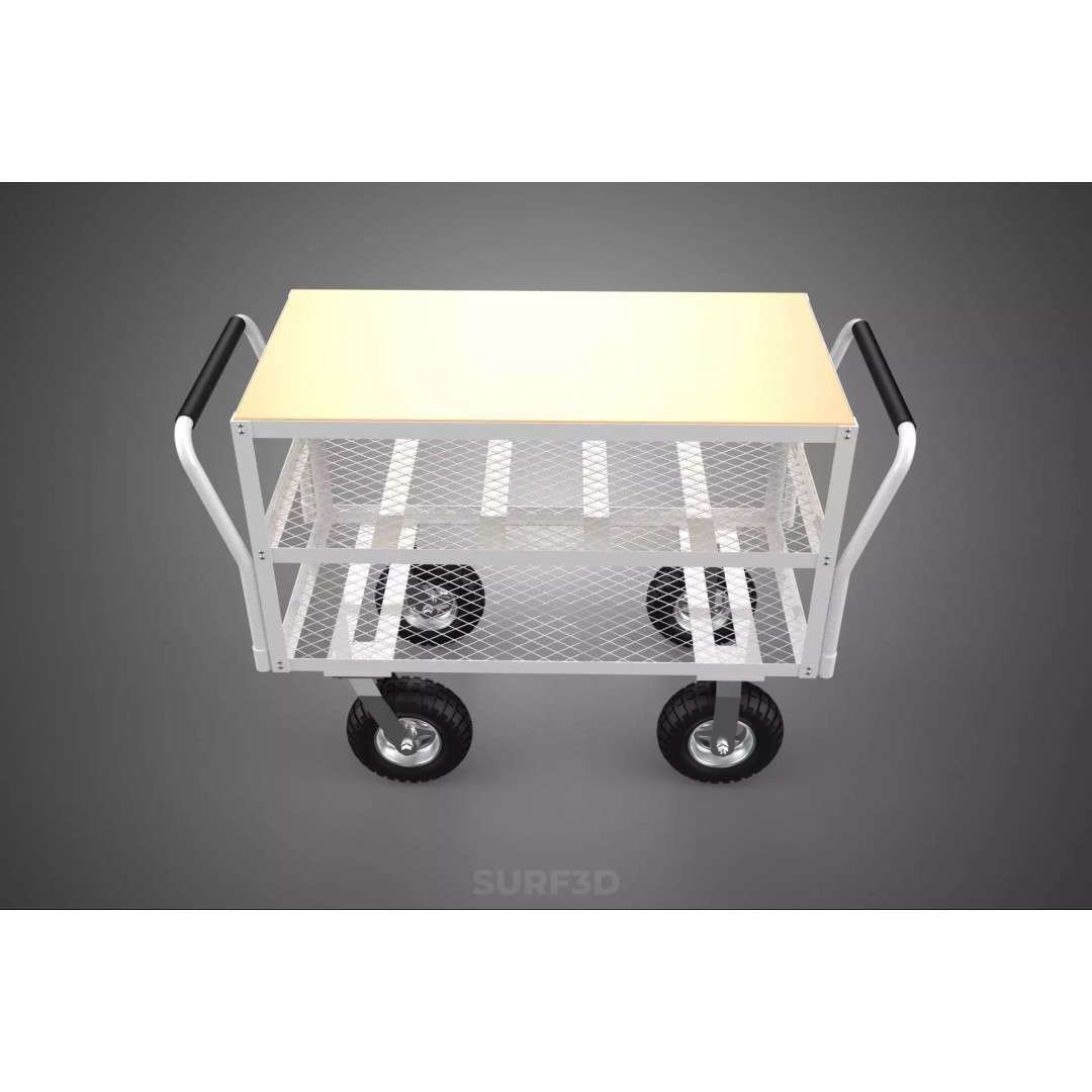Kitchen Trolley 3D Model – Versatile Food Service Cart, PBR Formats - View 6