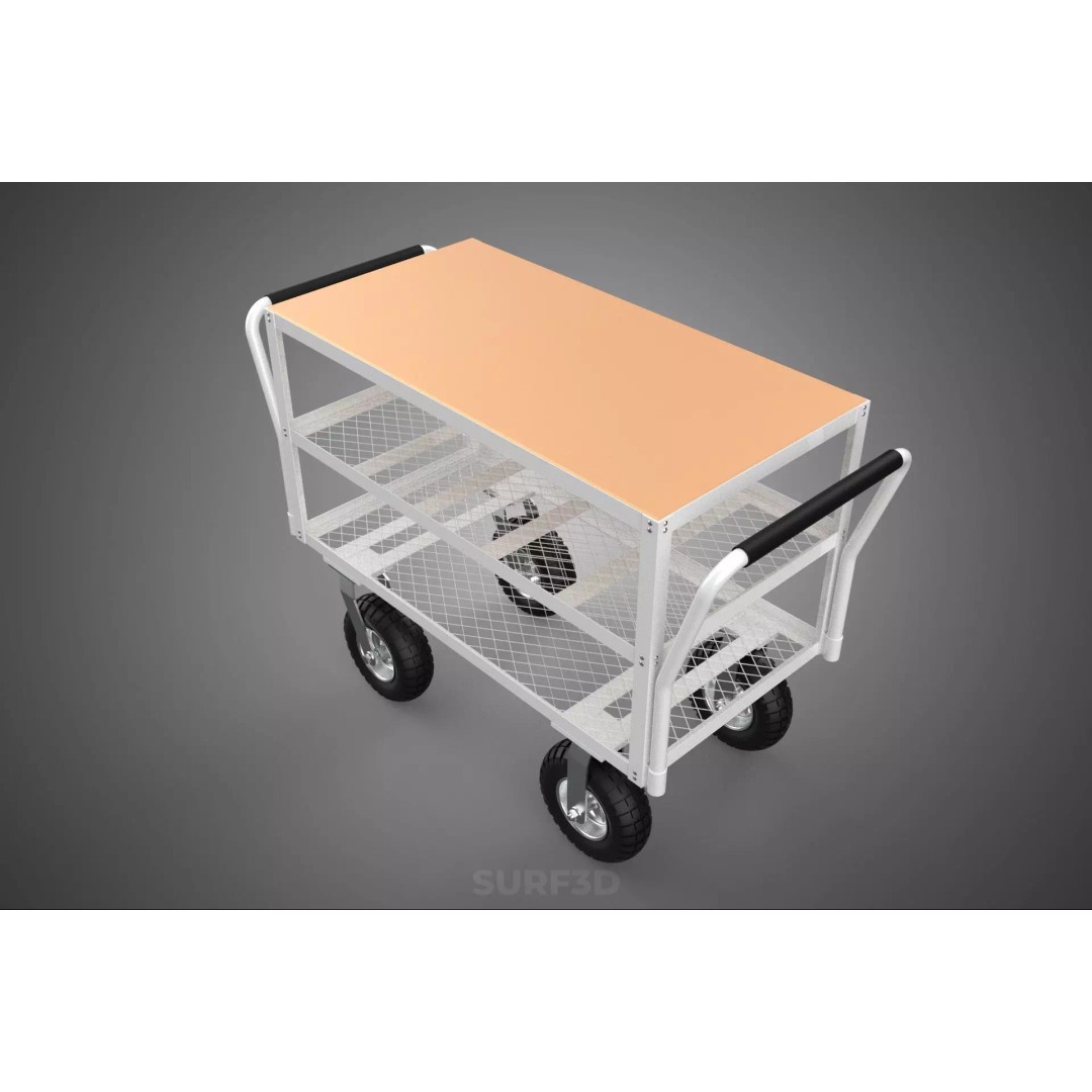 Kitchen Trolley 3D Model – Versatile Food Service Cart, PBR Formats - View 7