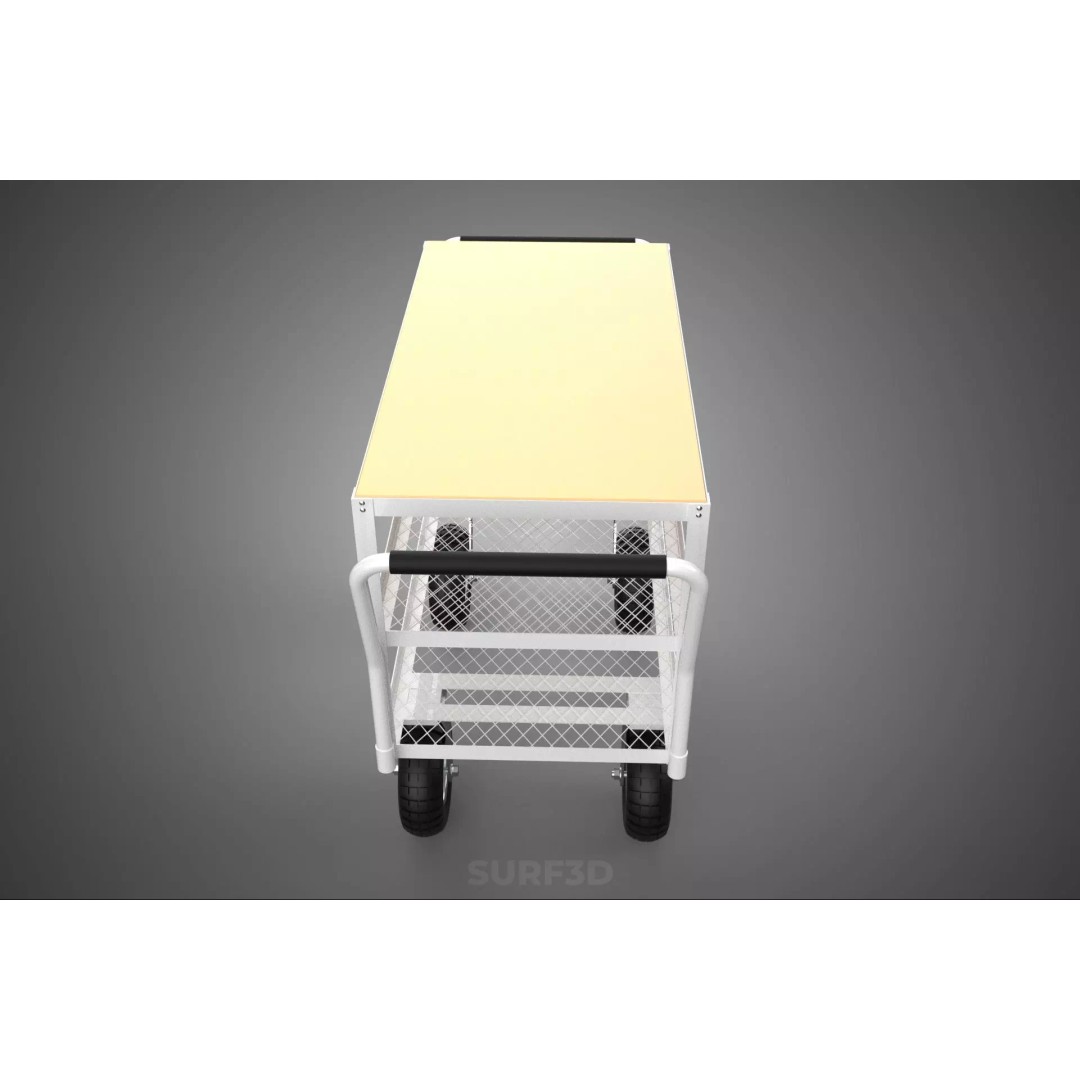 Kitchen Trolley 3D Model – Versatile Food Service Cart, PBR Formats - View 8