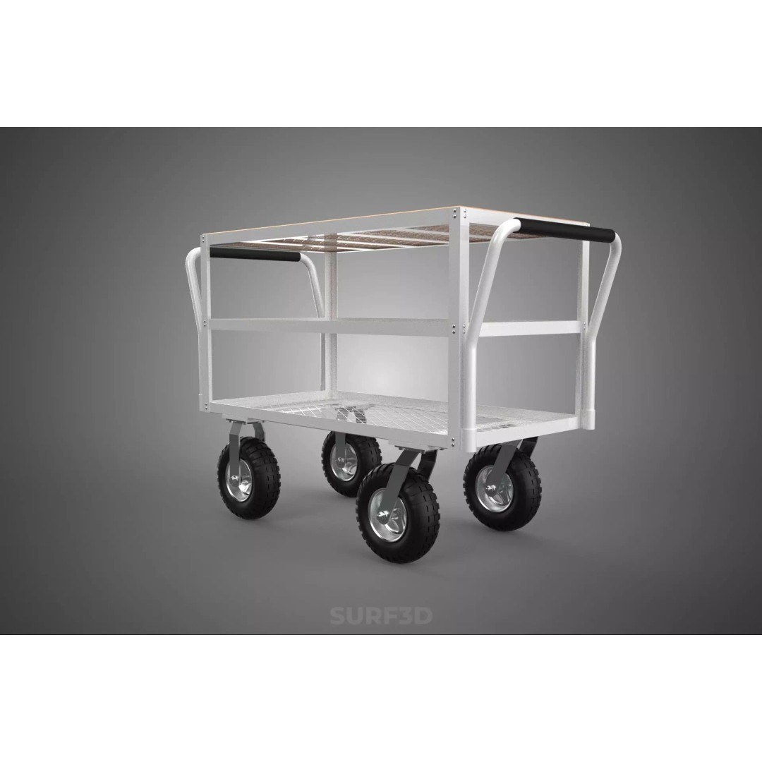 Kitchen Trolley 3D Model – Versatile Food Service Cart, PBR Formats - View 9