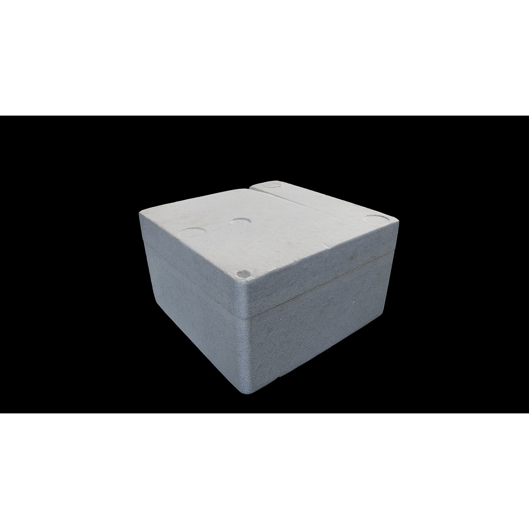 Foam Box 3D Model – Low Poly PBR Storage Asset, FBX - View 3