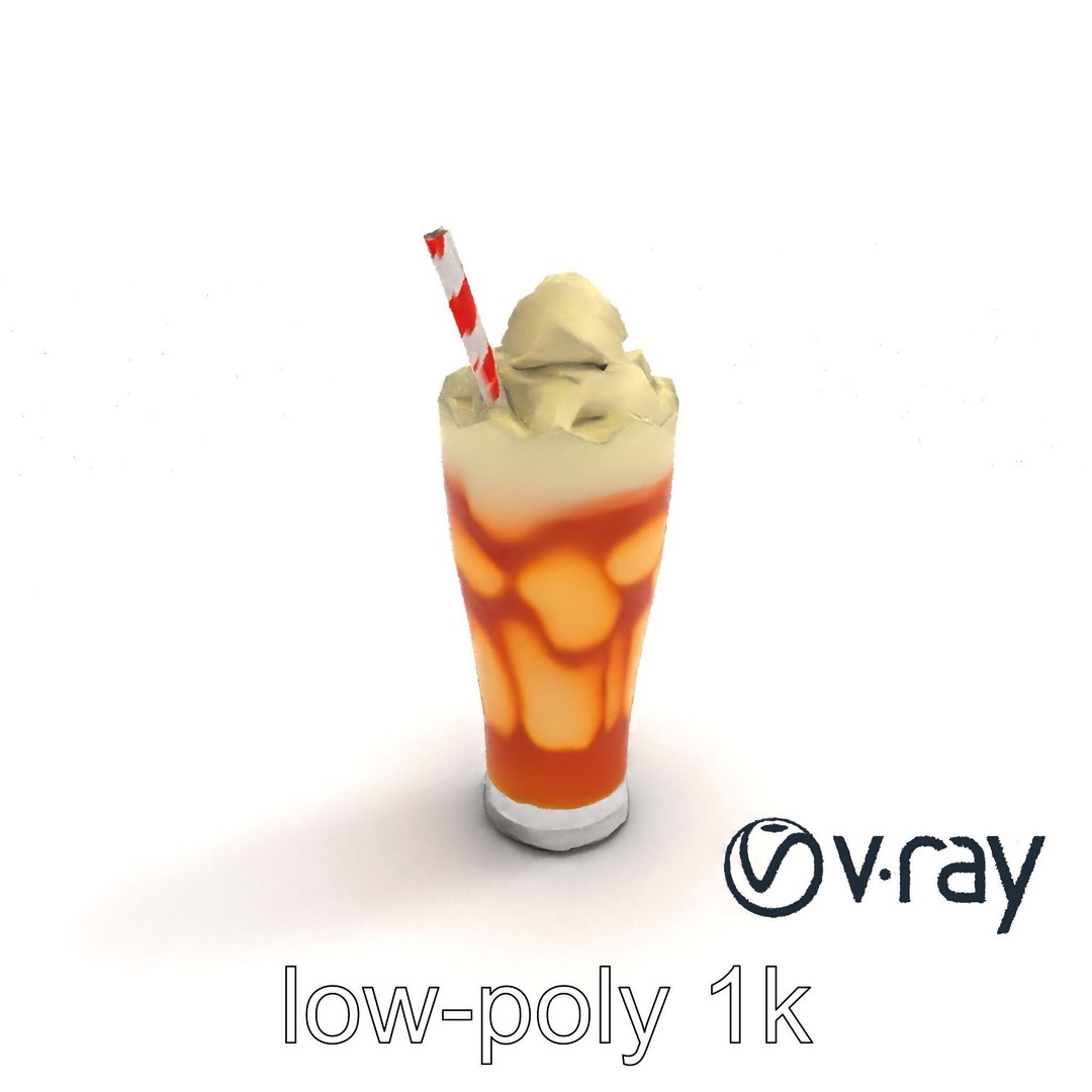 Root Beer Float Glass 3D Model – Low Poly PBR Beverage Asset, FBX - View 10