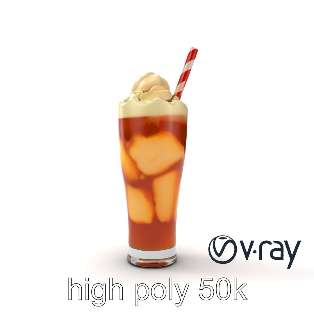 Root Beer Float Glass 3D Model – Low Poly PBR Beverage Asset, FBX - View 12