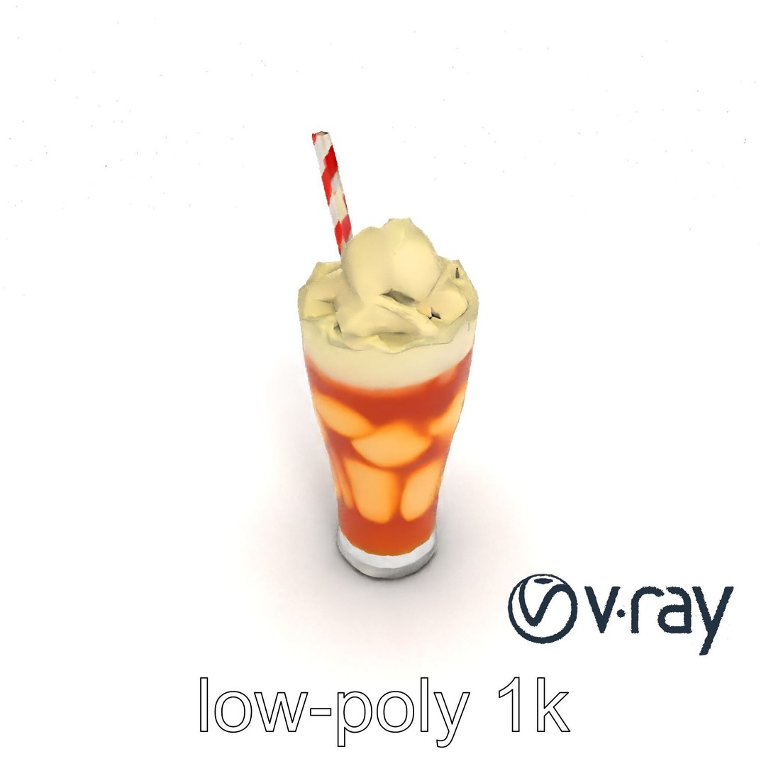 Root Beer Float Glass 3D Model – Low Poly PBR Beverage Asset, FBX - View 13