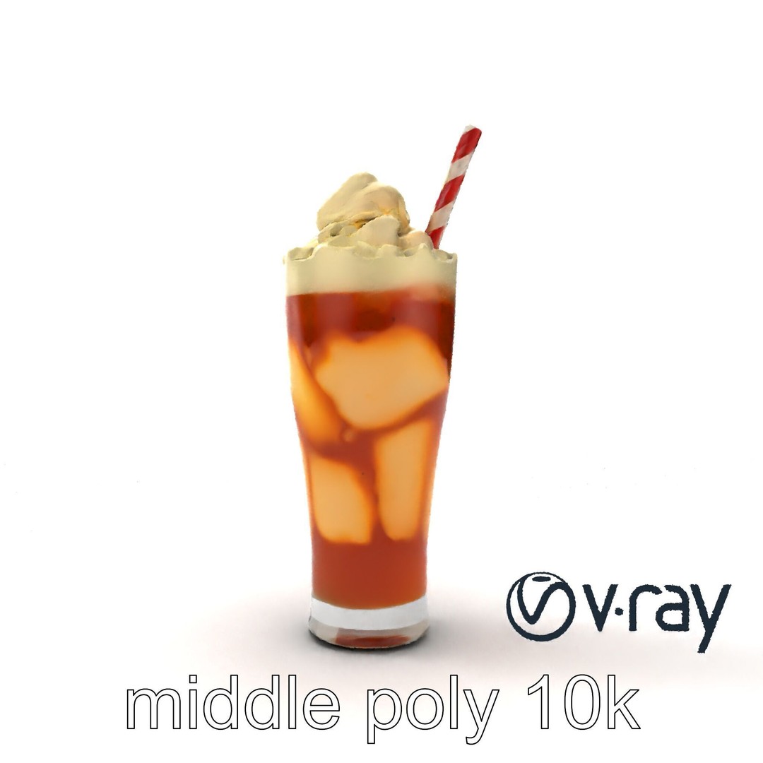 Root Beer Float Glass 3D Model – Low Poly PBR Beverage Asset, FBX - View 15