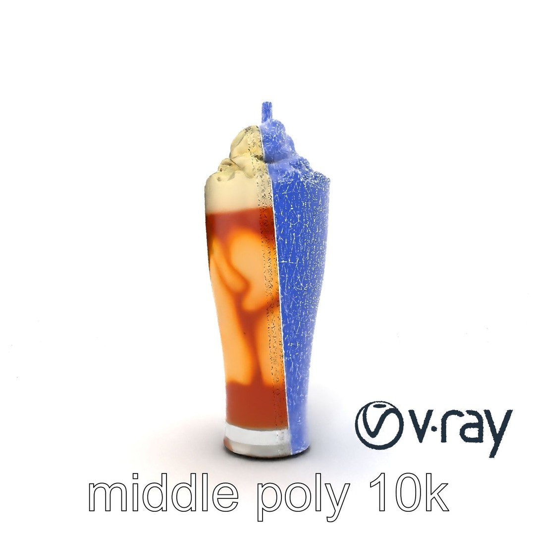 Root Beer Float Glass 3D Model – Low Poly PBR Beverage Asset, FBX - View 16