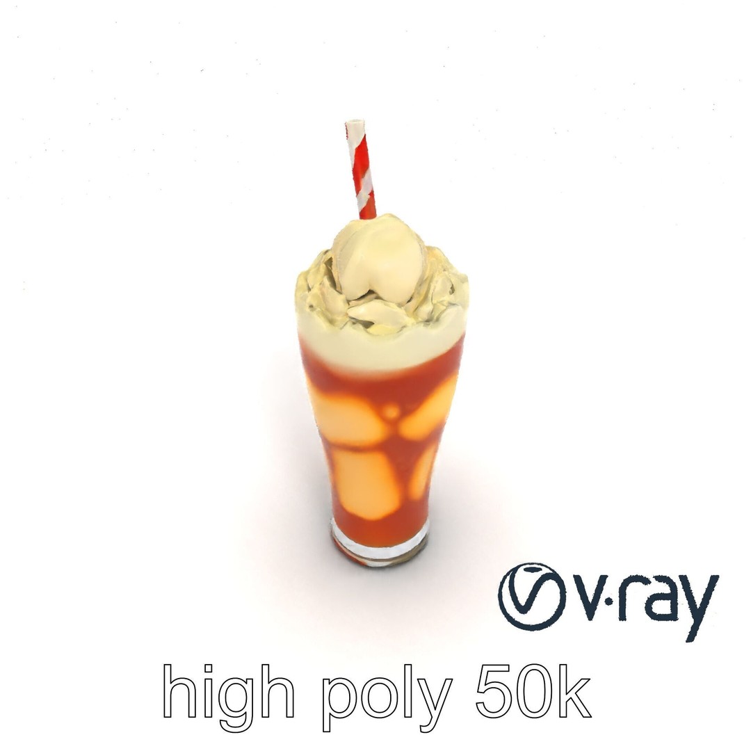 Root Beer Float Glass 3D Model – Low Poly PBR Beverage Asset, FBX - View 17