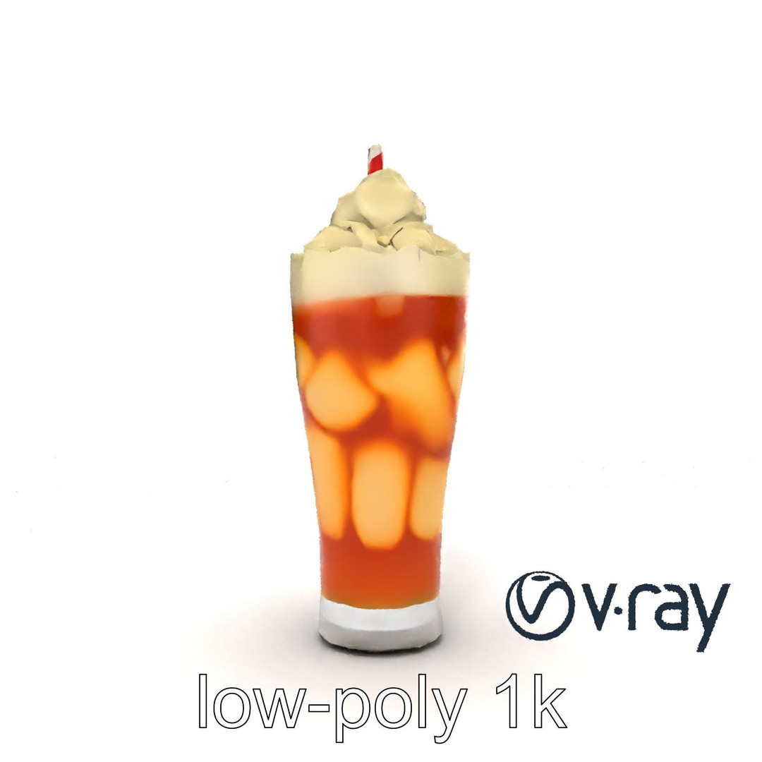 Root Beer Float Glass 3D Model – Low Poly PBR Beverage Asset, FBX - View 18