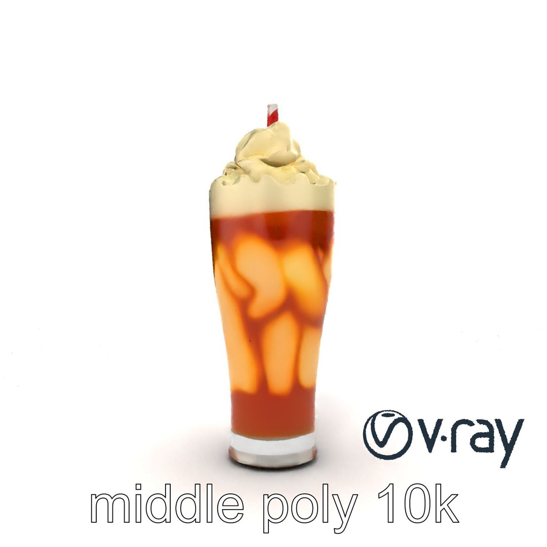 Root Beer Float Glass 3D Model – Low Poly PBR Beverage Asset, FBX - View 19