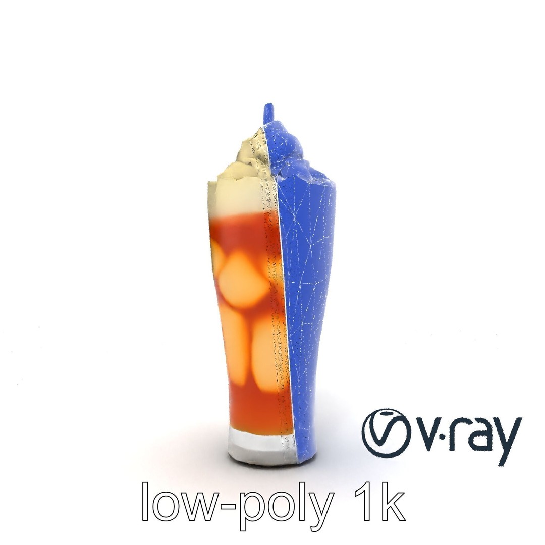 Root Beer Float Glass 3D Model – Low Poly PBR Beverage Asset, FBX - View 20