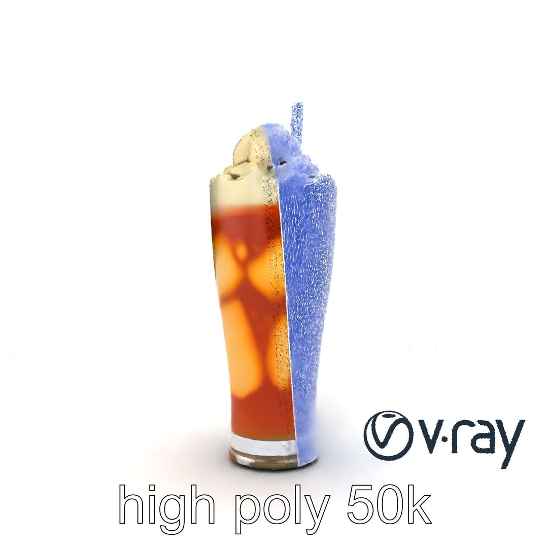 Root Beer Float Glass 3D Model – Low Poly PBR Beverage Asset, FBX - View 25
