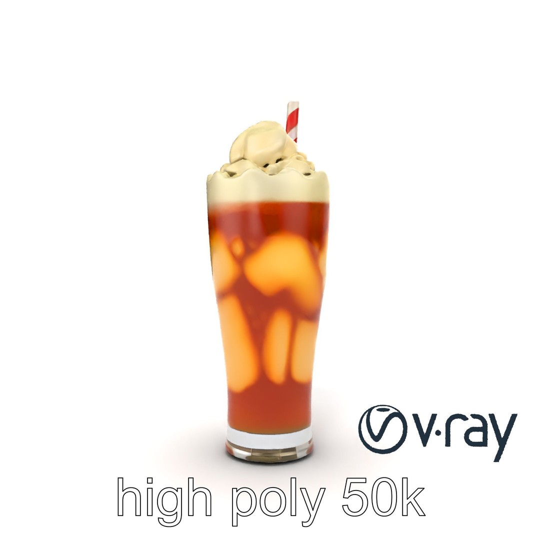 Root Beer Float Glass 3D Model – Low Poly PBR Beverage Asset, FBX - View 27