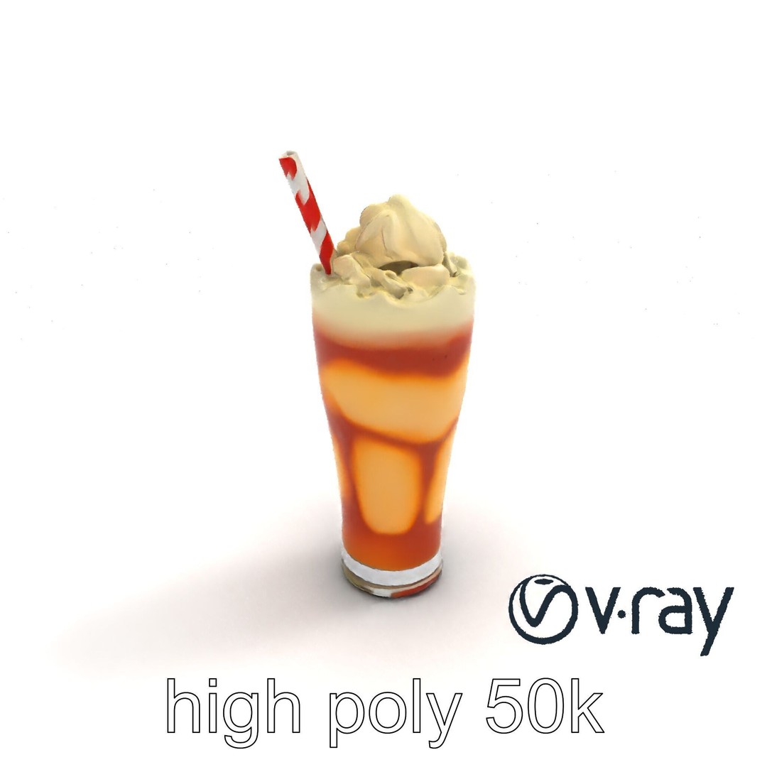 Root Beer Float Glass 3D Model – Low Poly PBR Beverage Asset, FBX - View 30