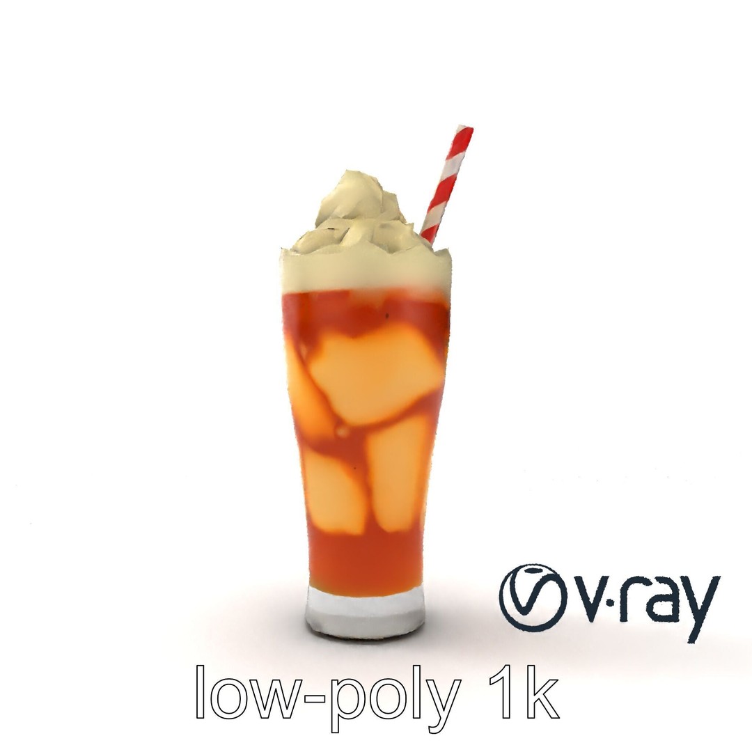 Root Beer Float Glass 3D Model – Low Poly PBR Beverage Asset, FBX - View 32