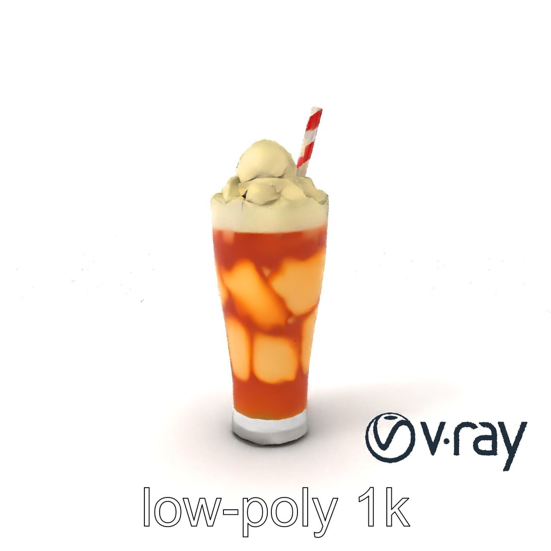 Root Beer Float Glass 3D Model – Low Poly PBR Beverage Asset, FBX - View 6