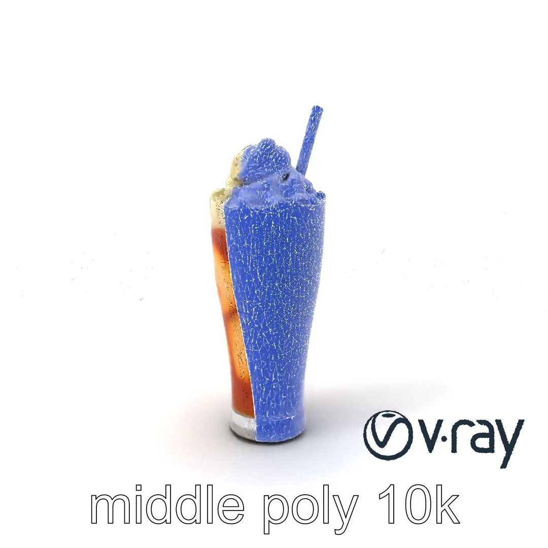 Root Beer Float Glass 3D Model – Low Poly PBR Beverage Asset, FBX - View 7