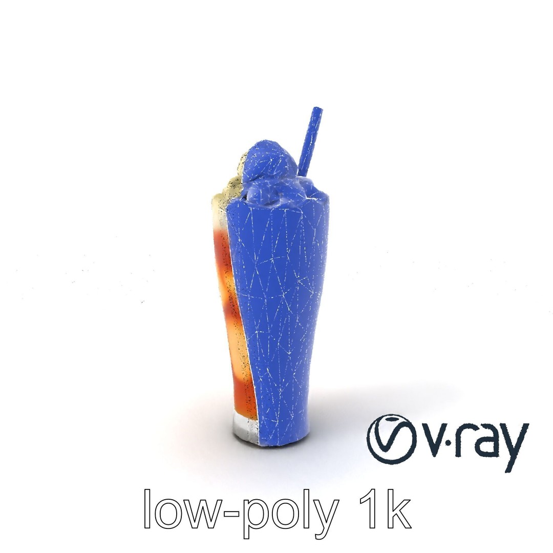 Root Beer Float Glass 3D Model – Low Poly PBR Beverage Asset, FBX - View 8