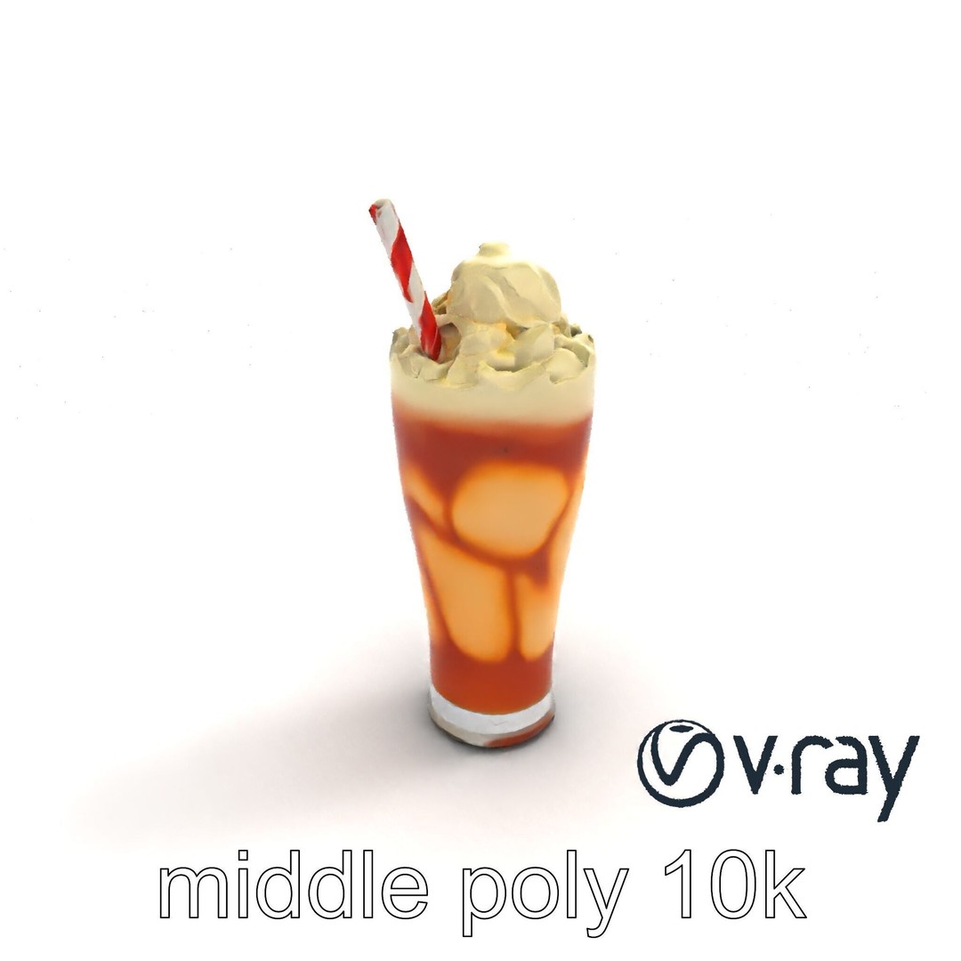 Root Beer Float Glass 3D Model – Low Poly PBR Beverage Asset, FBX - View 9