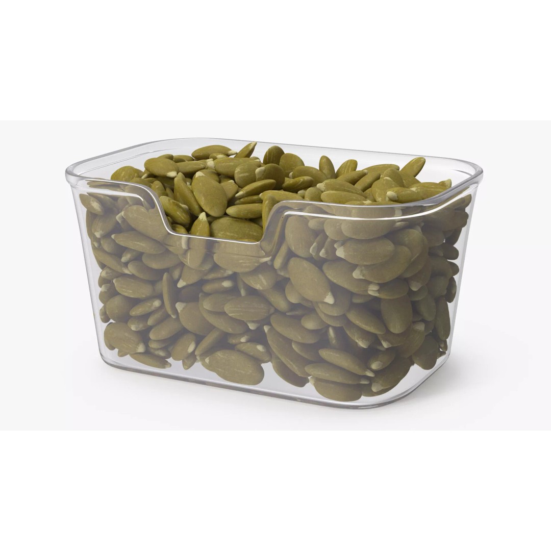 Peeled Pumpkin Seeds 3D Model – Realistic Food Asset in Transparent Container - View 2