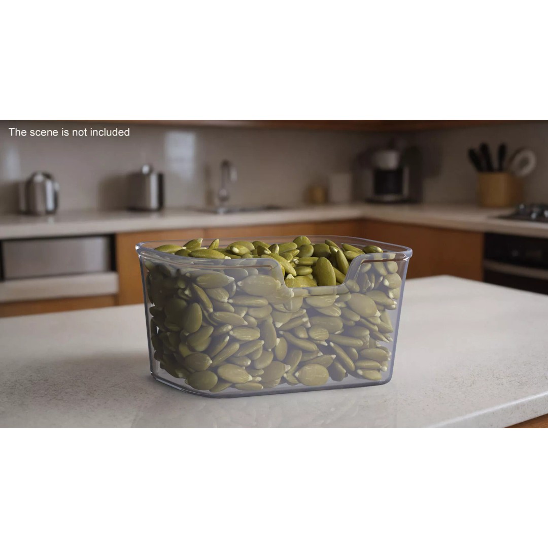 Peeled Pumpkin Seeds 3D Model – Realistic Food Asset in Transparent Container - View 3