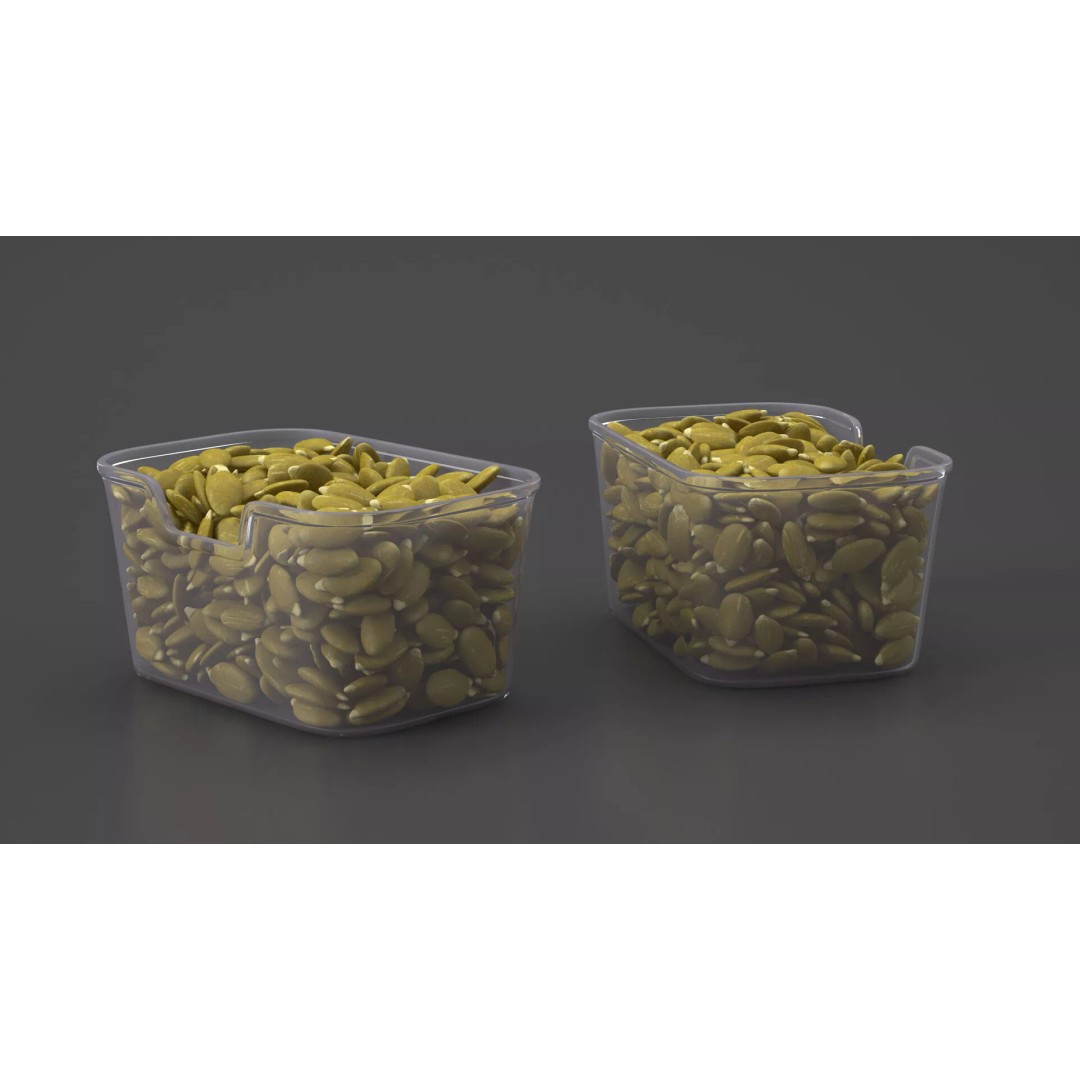 Peeled Pumpkin Seeds 3D Model – Realistic Food Asset in Transparent Container - View 4
