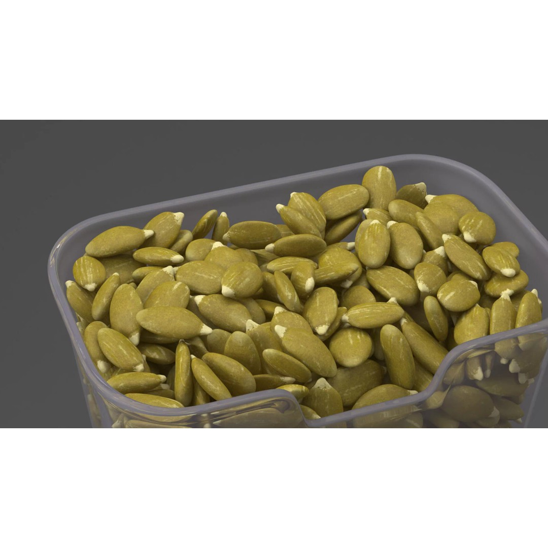 Peeled Pumpkin Seeds 3D Model – Realistic Food Asset in Transparent Container - View 5