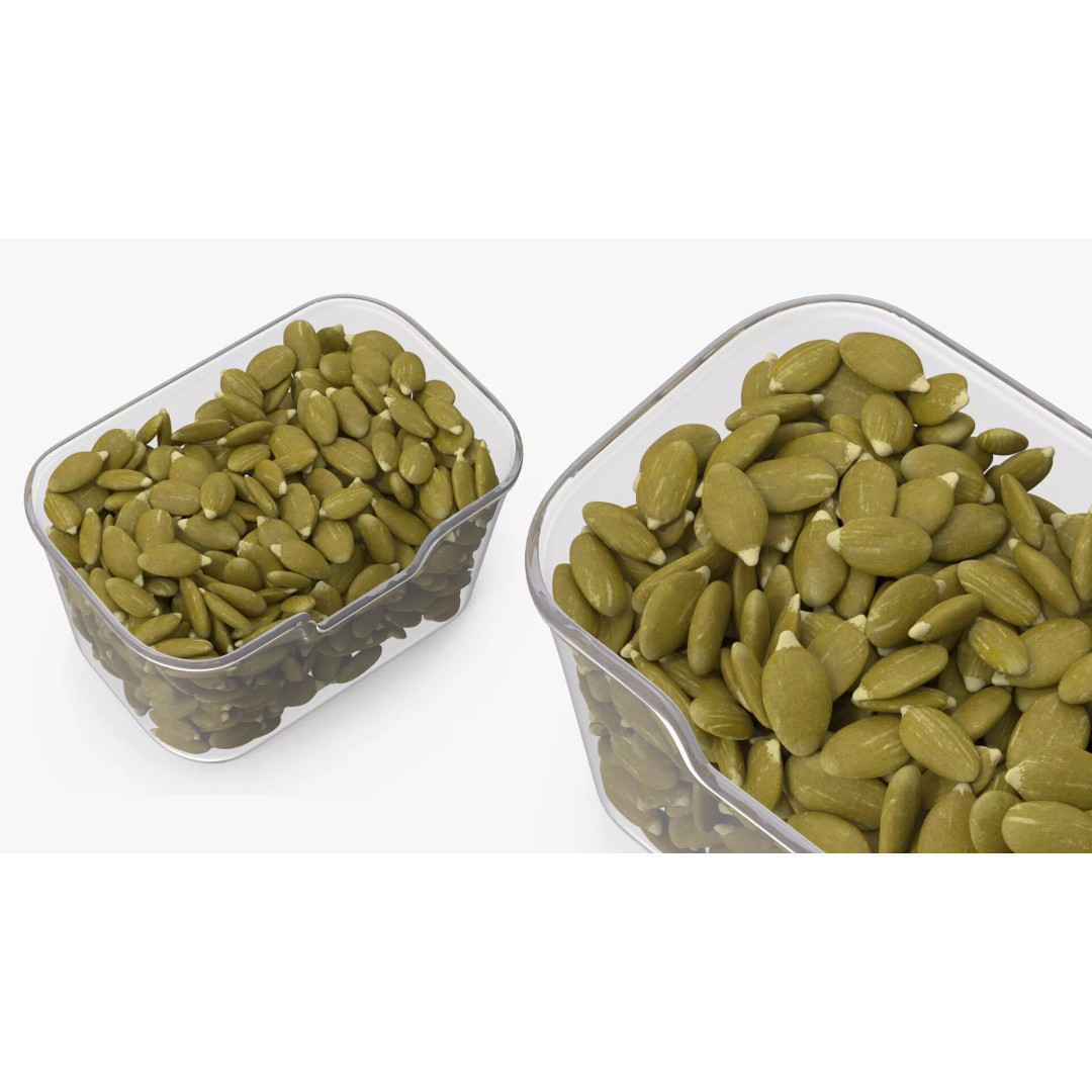 Peeled Pumpkin Seeds 3D Model – Realistic Food Asset in Transparent Container - View 7