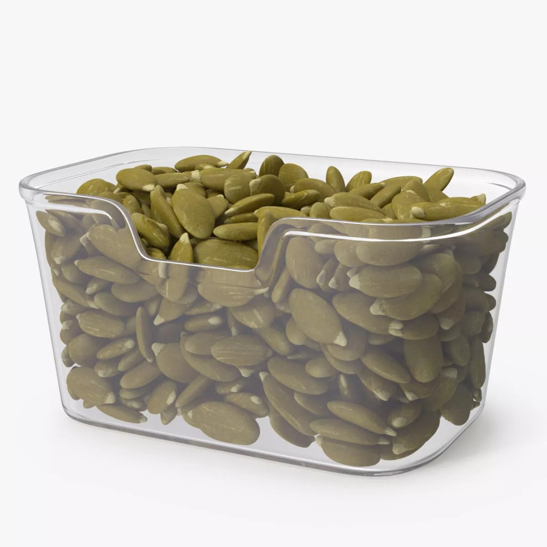 Peeled Pumpkin Seeds 3D Model – Realistic Food Asset in Transparent Container - View 8