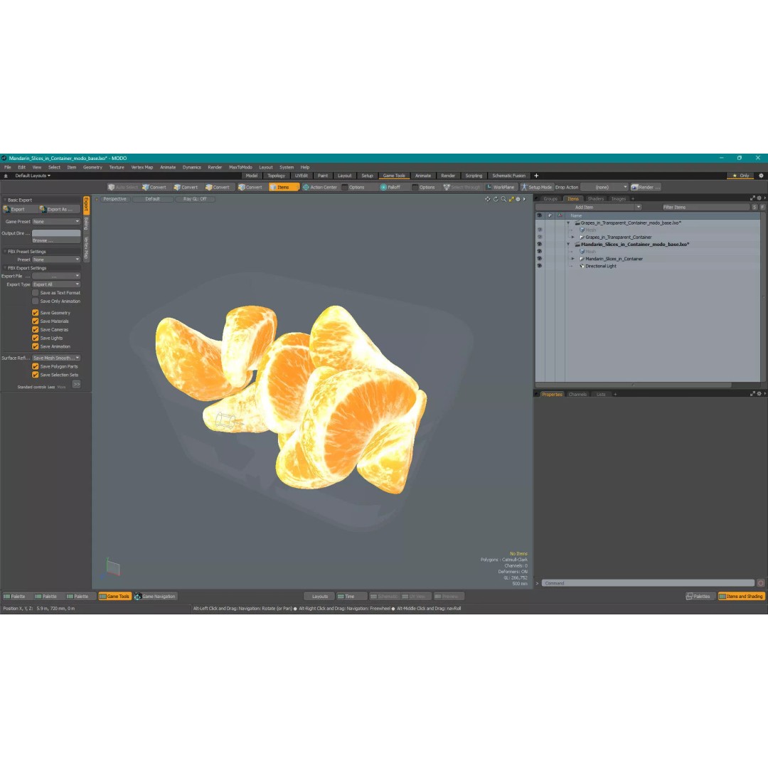 Mandarin Slices 3D Model – Realistic Food Visualization, FBX