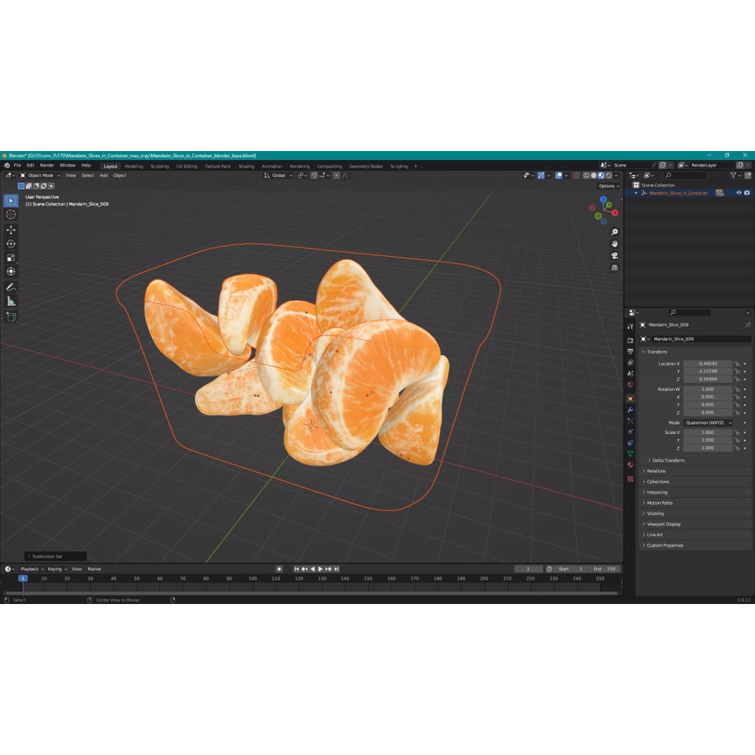 Mandarin Slices 3D Model – Realistic Food Visualization, FBX - View 22