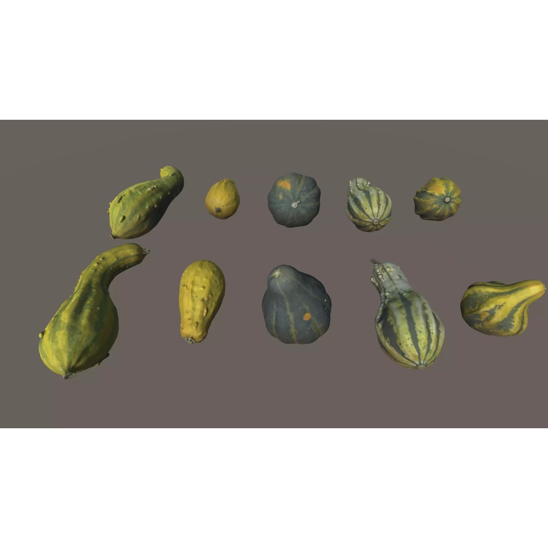 Scanned Pumpkins 3D Model – Low Poly Halloween Decoration, FBX, OBJ - View 4
