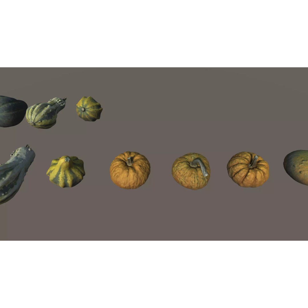 Scanned Pumpkins 3D Model – Low Poly Halloween Decoration, FBX, OBJ - View 5