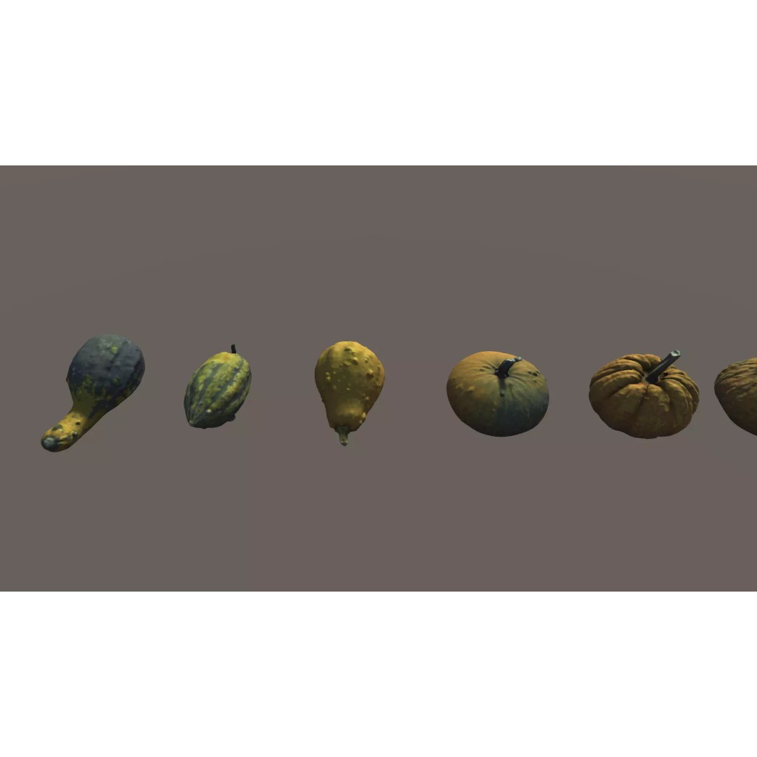 Scanned Pumpkins 3D Model – Low Poly Halloween Decoration, FBX, OBJ - View 8