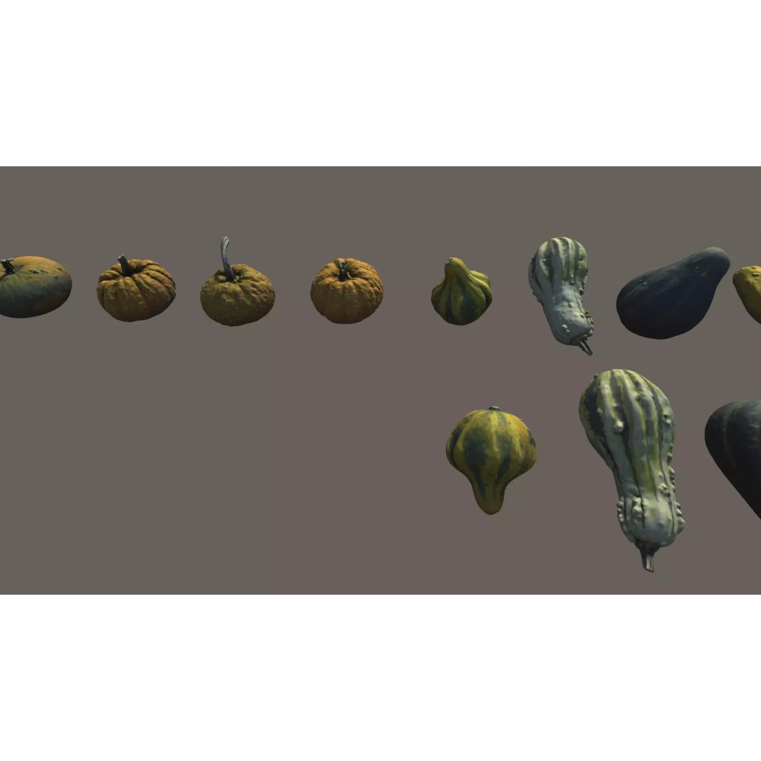 Scanned Pumpkins 3D Model – Low Poly Halloween Decoration, FBX, OBJ - View 9